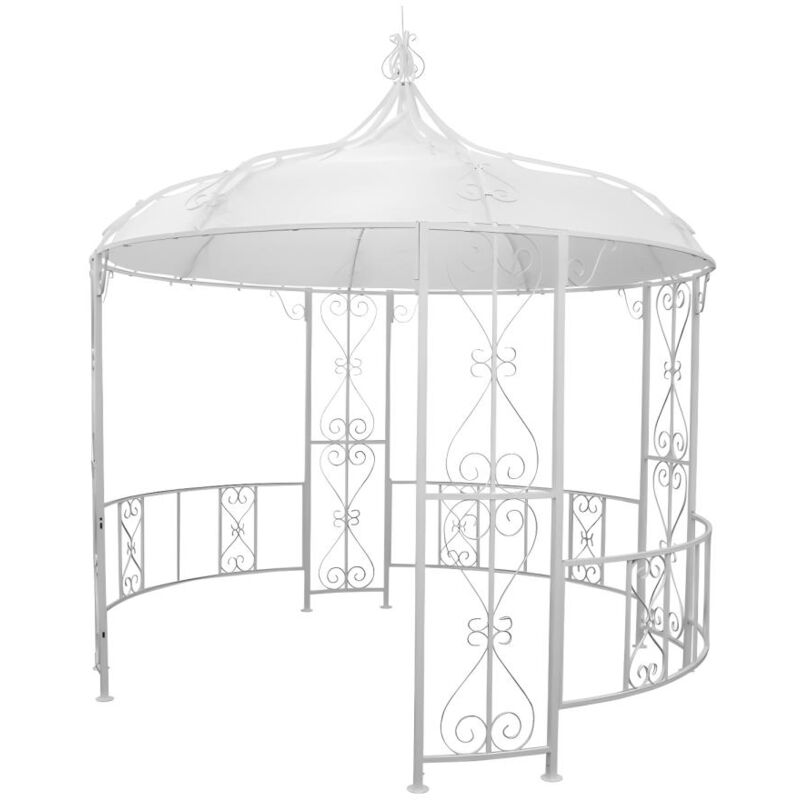 foto del prodotto chiosco da giardino d300 x h290 cm in metallo bianco stile ferro battuto tilcara
