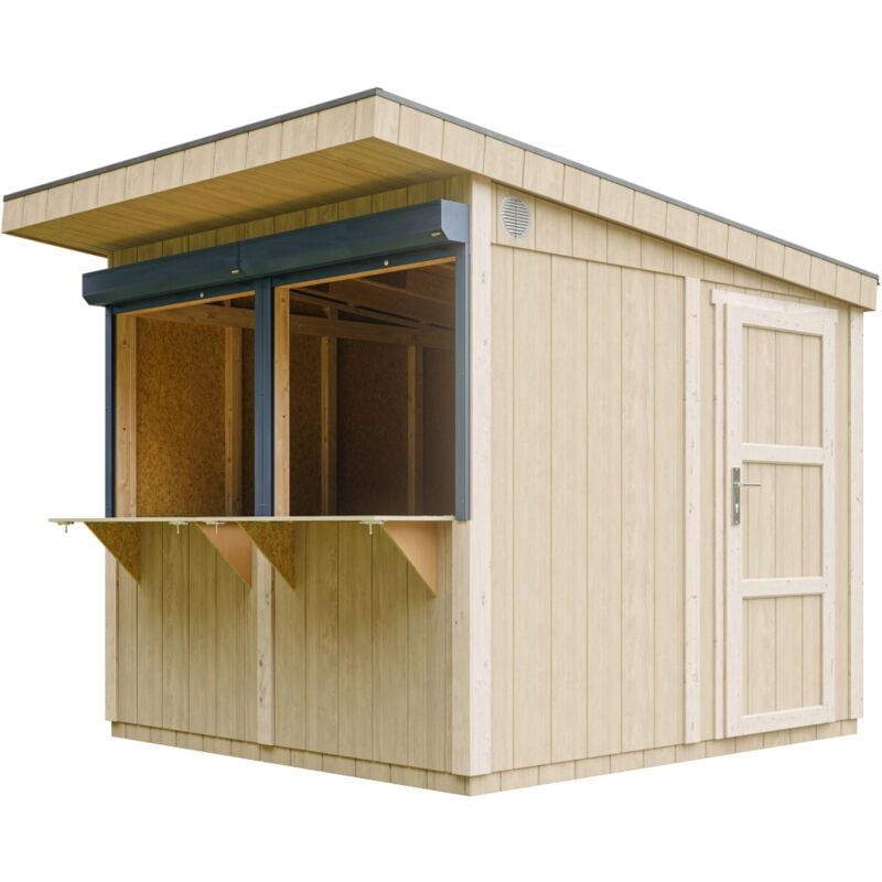 foto del prodotto chiosco esterno premium 5,9m h240x248x305 cm bar da giardino prefabbricato, banco del mercato, chiosco bar mobile costruzione pannello lp