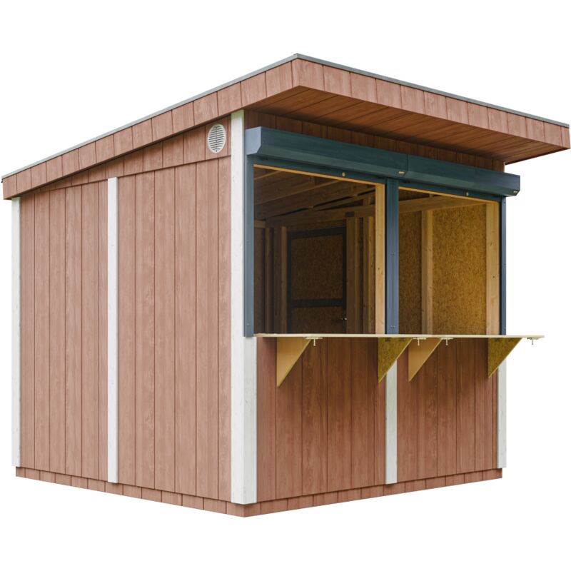 foto del prodotto chiosco esterno premium 5,9m h240x248x305 cm bar da giardino prefabbricato, banco del mercato, chiosco bar mobile costruzione pannello lp