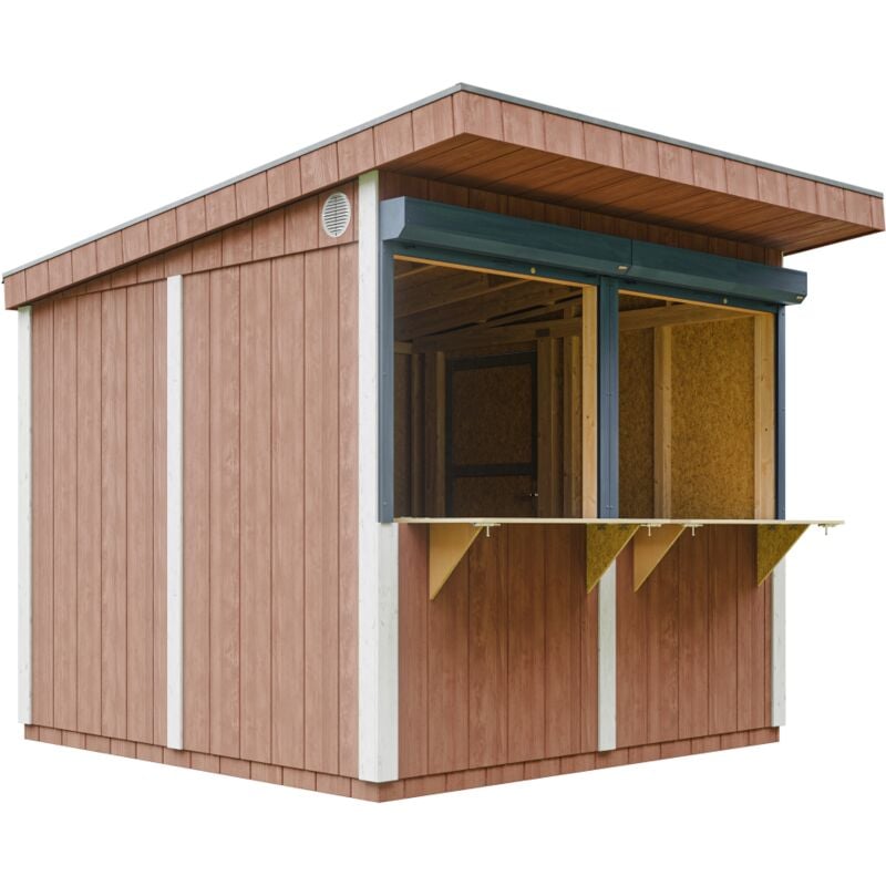 foto del prodotto chiosco esterno premium 5,9m h240x248x305 cm costruzione pannello premium timbela m950 redwood red