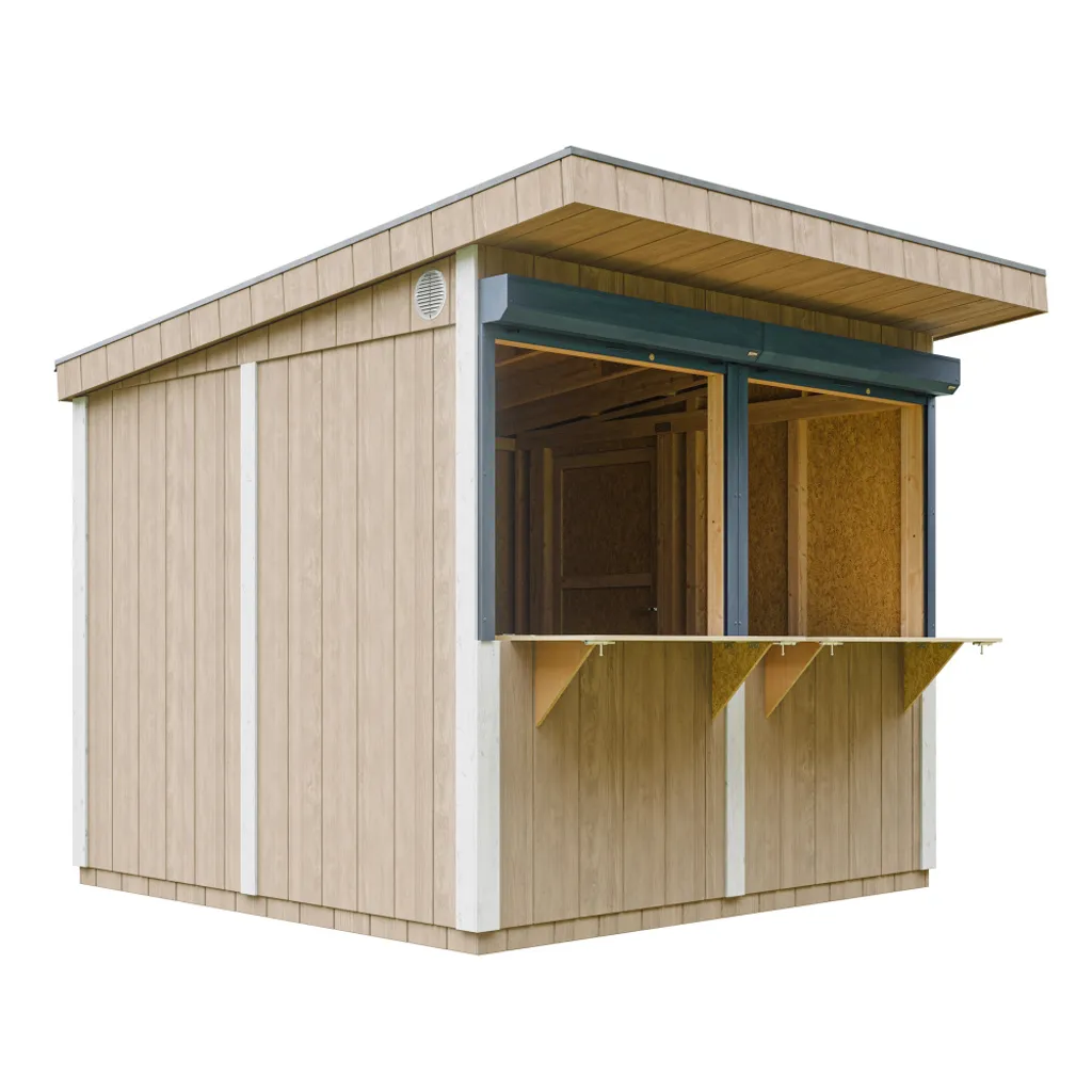 foto del prodotto chiosco esterno premium 5,9m h240x248x305 cm costruzione pannello premium timbela m950 terra brown