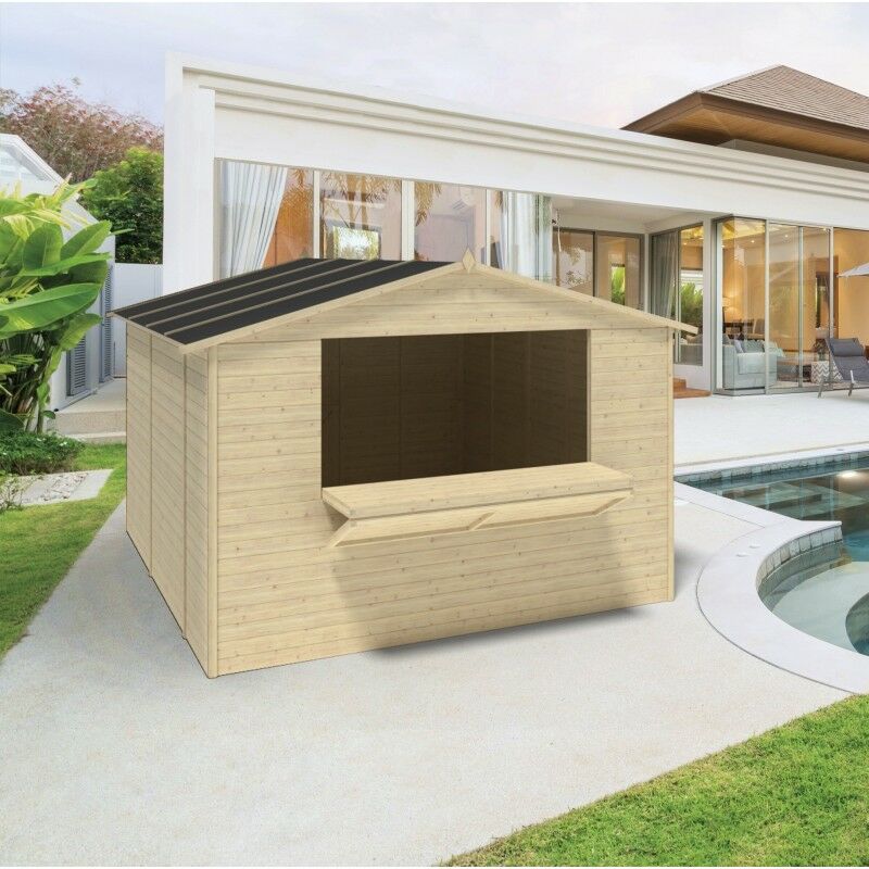 foto del prodotto chiosco rio 310x184cm abete grezzo non trattato pareti 19mm porta singola losa