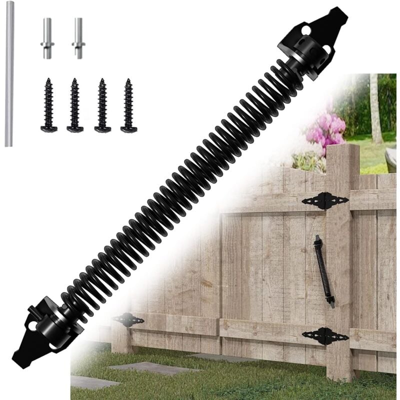 foto del prodotto chiudiporta a molla regolabile da 36 cm, chiudiporta automatico, molla per porta con 2 viti, per cancello da giardino, cancello in legno e recinti