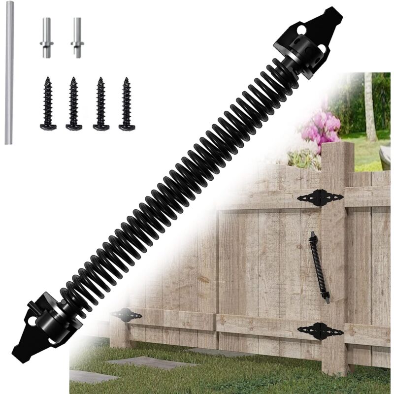 foto del prodotto chiudiporta a molla regolabile da 36 cm, chiudiporta automatico, molla per porta con 2 viti, per porte da giardino, cancelli in legno e recinti