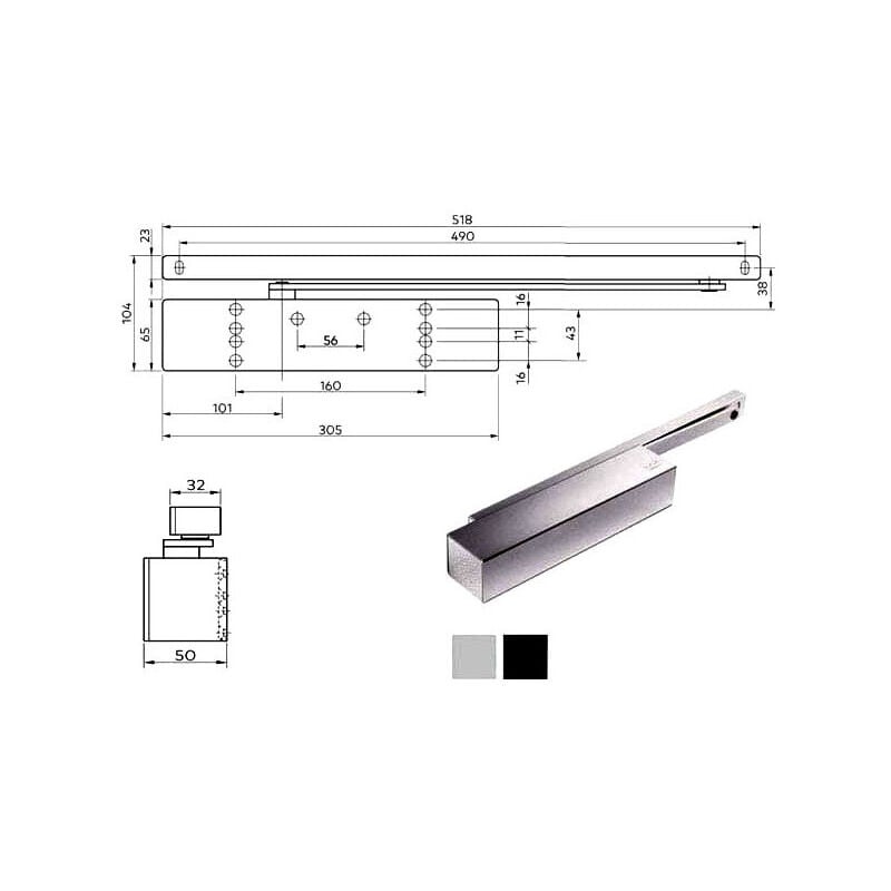 foto del prodotto chiudiporta aerodinamico argento ts 92 xea dorma