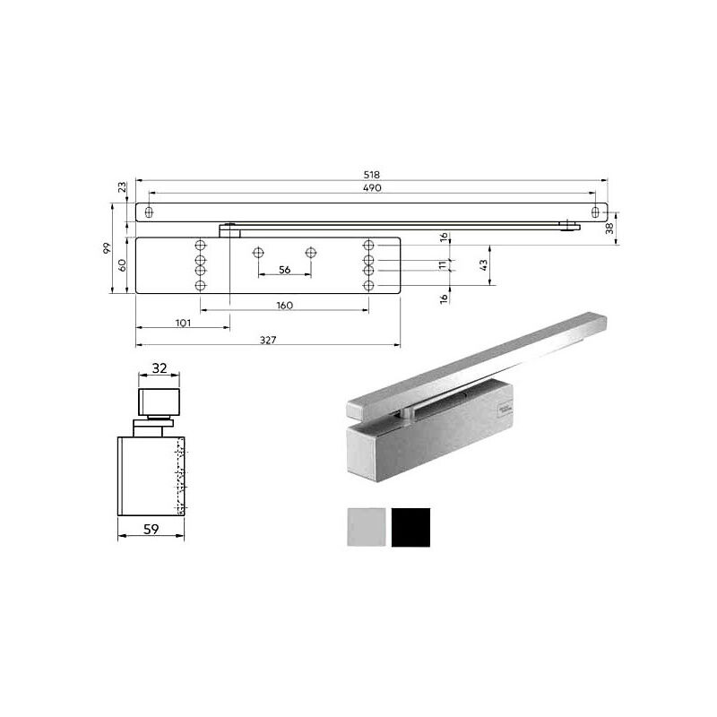 foto del prodotto chiudiporta aerodinamico argento ts 98 xea dorma