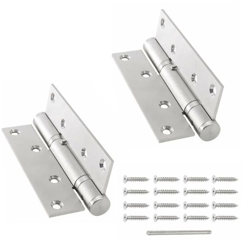 foto del prodotto chiudiporta automatico da 2 pezzi con arresto, chiudiporta in argento, cerniera a molla regolabile, chiusura ammortizzata, uso commerciale e