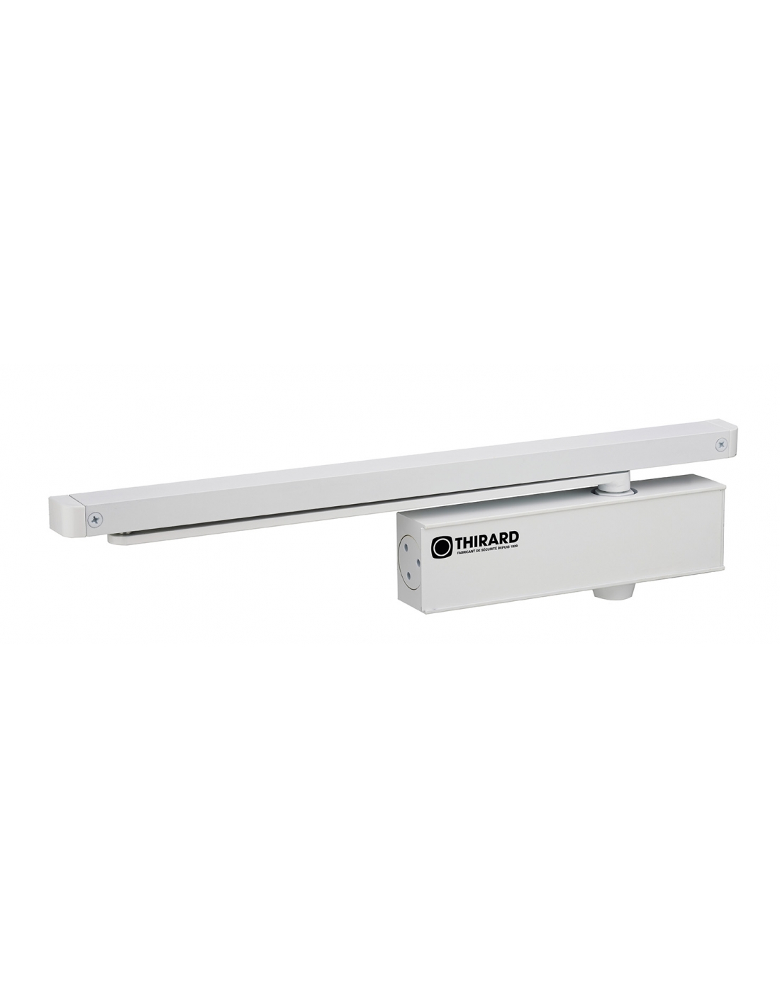 foto del prodotto chiudiporta spingiporta automatico idraulico, portata 60kg, design forza 3, bianco, antivandalismo, certificazione antincendio thirard