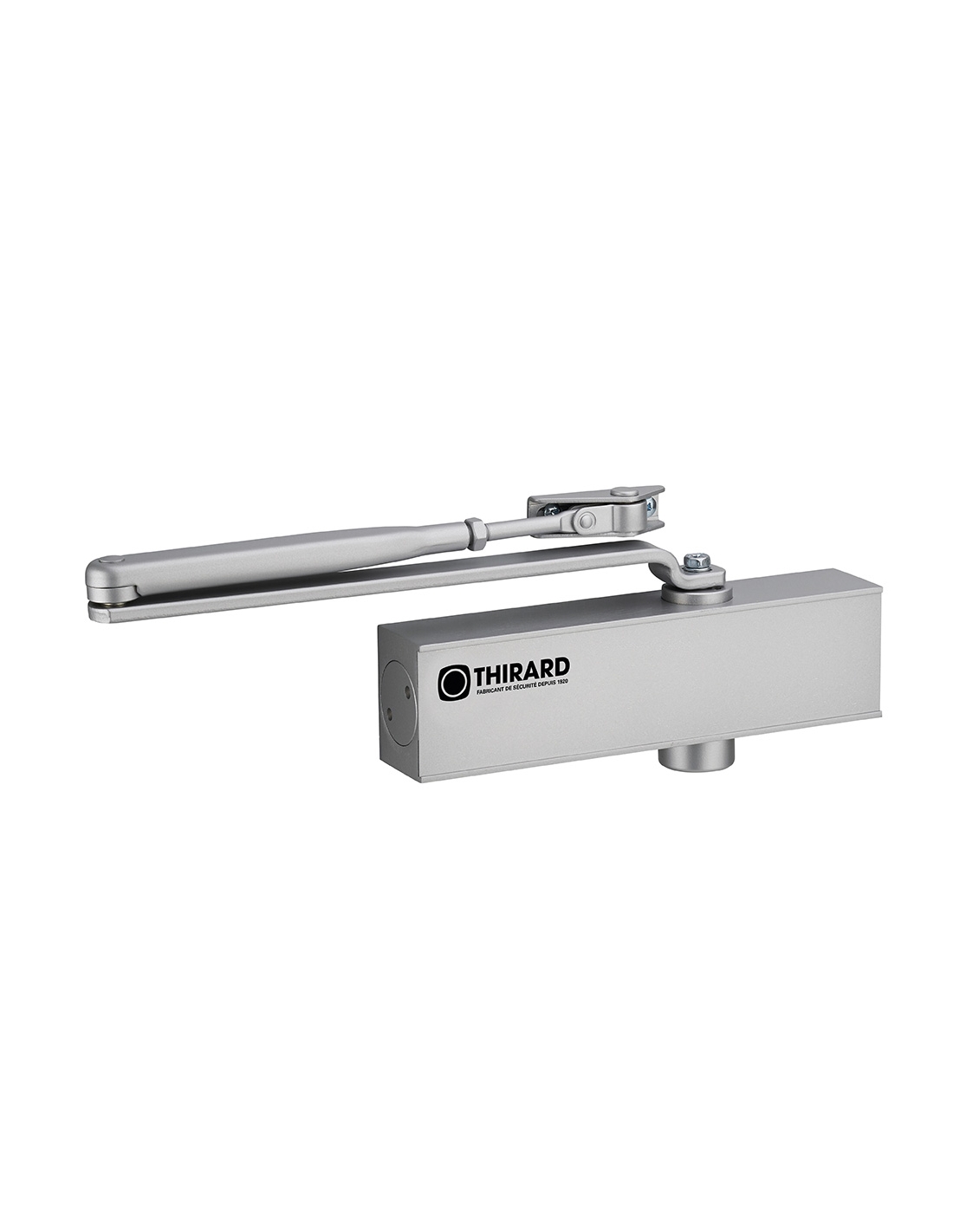 foto del prodotto chiudiporta spingiporta automatico idraulico, portata 60kg, forza 3, argento, reversibile braccio standard, certificazione antincendio thirard