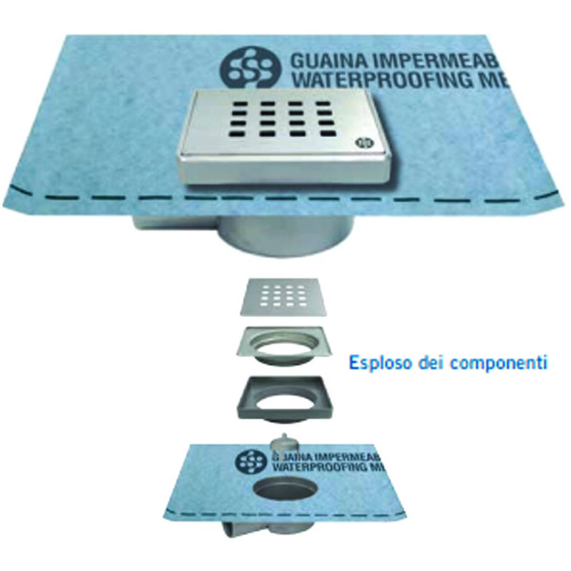 foto del prodotto chiusino regolabile sifonato per doccia con guaina cm.10x10 guaina mt.1x1