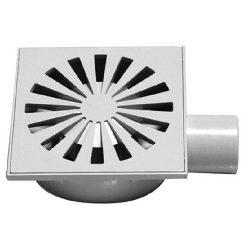 foto del prodotto chiusino sifonato grigio in abs con griglia mm. 150 x 150 dh