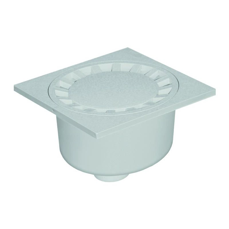 foto del prodotto chiusino sifonato in pvc antishock chiusini sifon.abs 150x150mm c griglia 150x150mm h93mm con scarico dn50