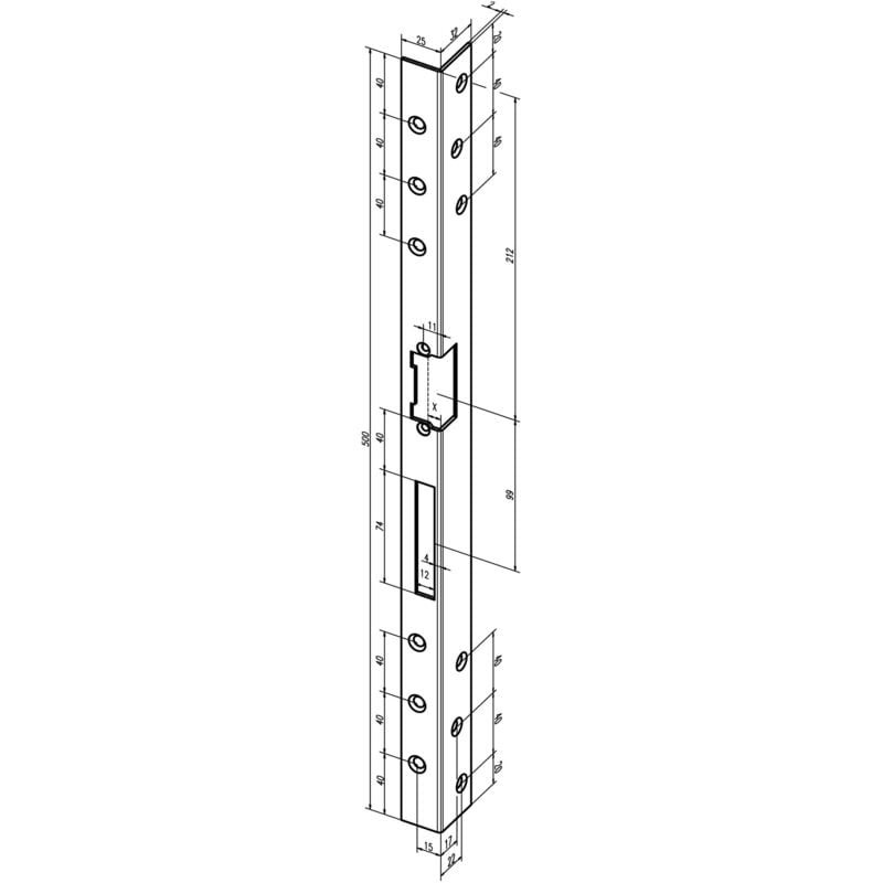 foto del prodotto chiusura a cerniera di sicurezza, lunghezza 312 mm, spessore 3 mm, in acciaio inossidabile, conforme a din l