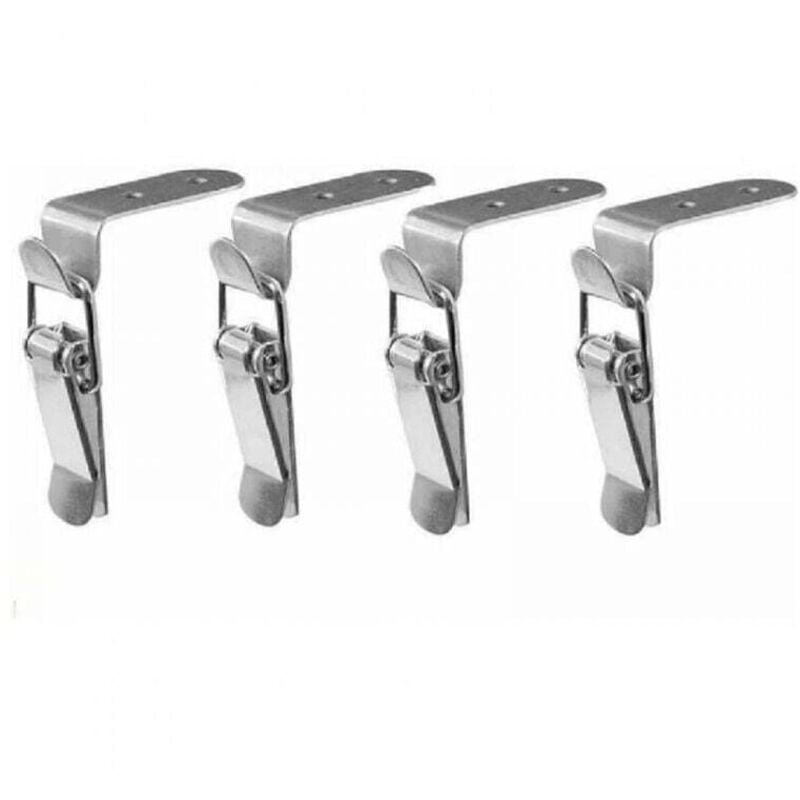 foto del prodotto chiusura a leva a 4 pezzi, chiusura a molla in acciaio inossidabile per cassetta degli attrezzi, serratura a leva, cassetto, cassetta degli attrezzi,