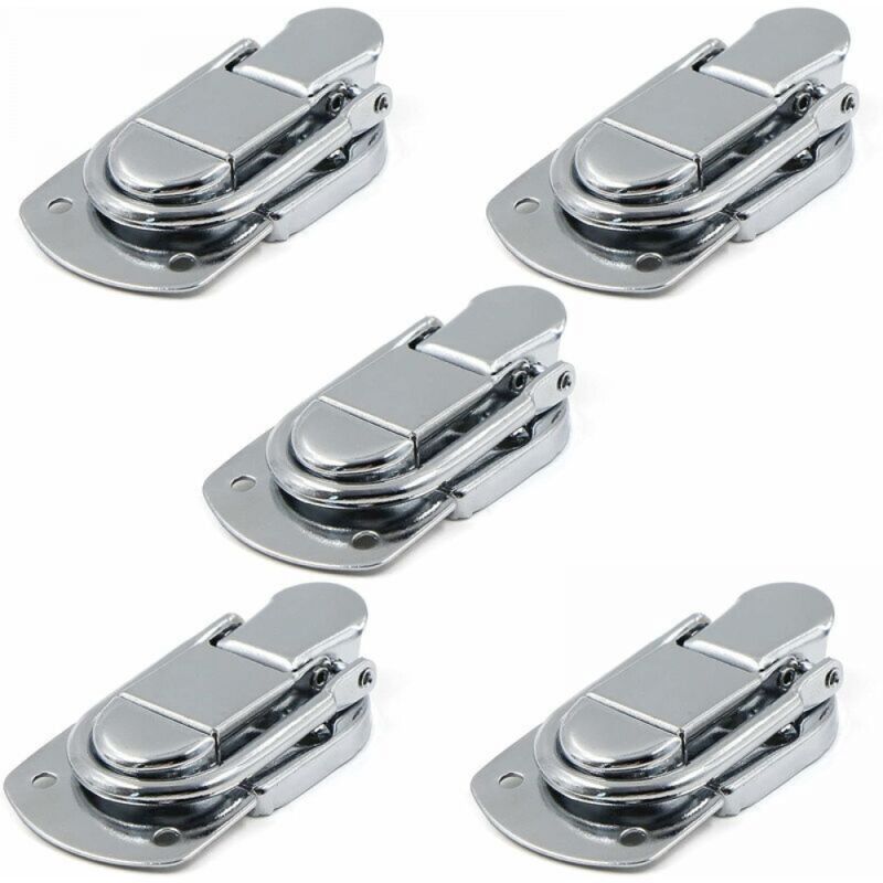 foto del prodotto chiusura a leva con chiusura a levetta, 5 pezzi, in acciaio inox, per scatola regalo, cassetto, armadietto, kit medico, cassetta degli attrezzi