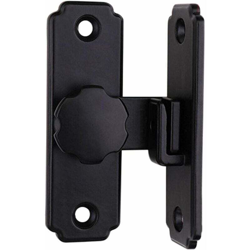 foto del prodotto chiusura per porta, chiusura per porta da fienile, fibbia a 90 gradi, chiusura scorrevole nero, 81,5 x 45 mm 