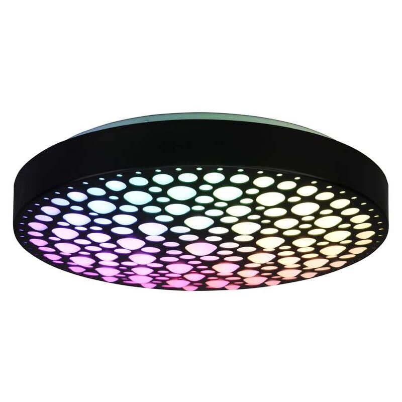 foto del prodotto chizu plafoniera led rotonda nera effetto cerchi anche rgb con telecomando multifunzione d. 40cm