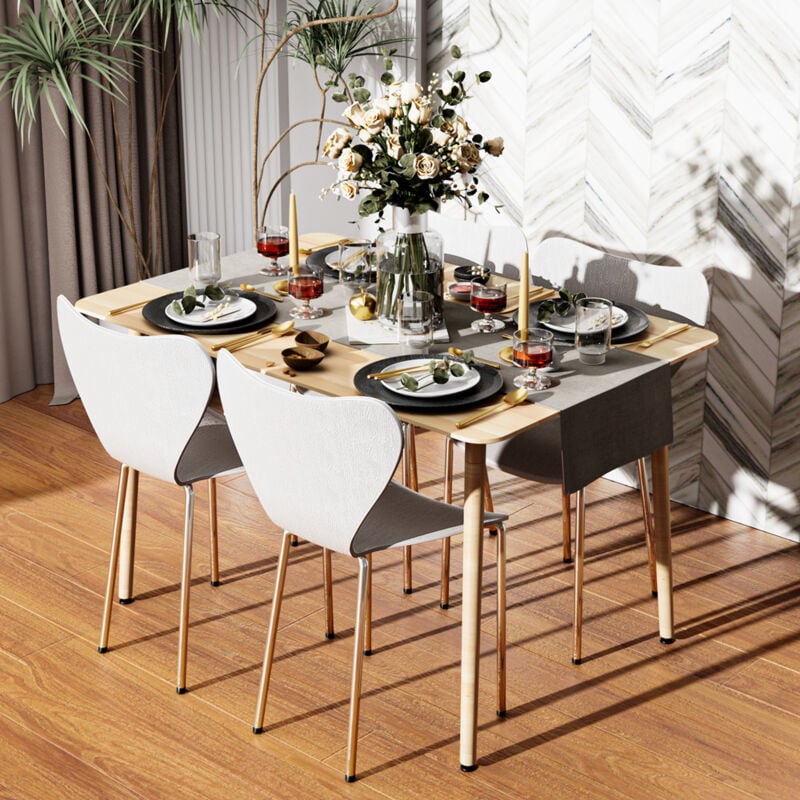 foto del prodotto chleby set di 4 sedie da pranzo bianco sedia polipropilene sedie da cucina in plastica sedie impilabili adatte per sala da pranzo, soggiorno,
