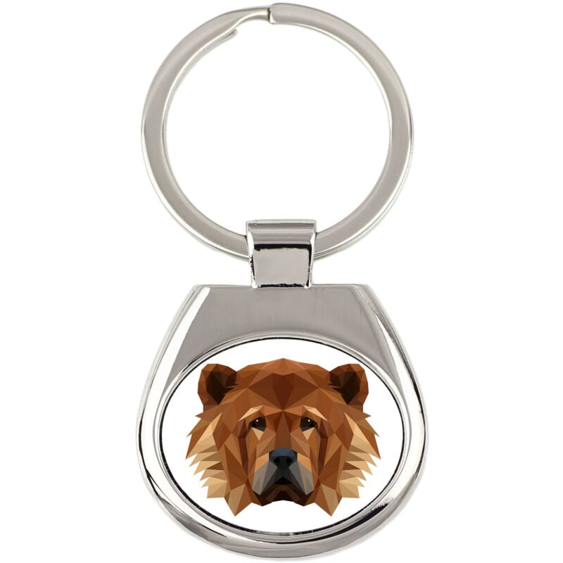 foto del prodotto chow chow portachiavi geometrico con foto e scritta art dog