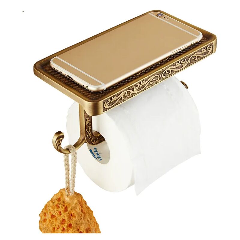 foto del prodotto chrome gold wall mounted toilet paper holder, phone holder, bathroom hardware, toilet accessories