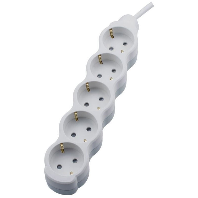 foto del prodotto ciabatta 5 prese schuko cavo 3m bianco ip20 3x1,5mm 250v ac