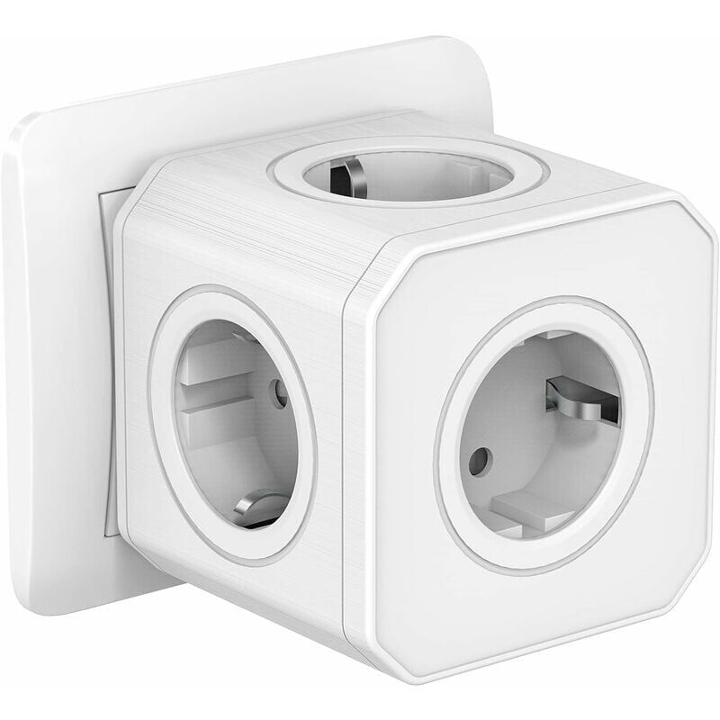 foto del prodotto ciabatta da parete a cubo 5 in 1 con protezione da sovraccarico e sovratensione, ciabatta a cubo da 4000 w 16 a con porta di sicurezza, ciabatta