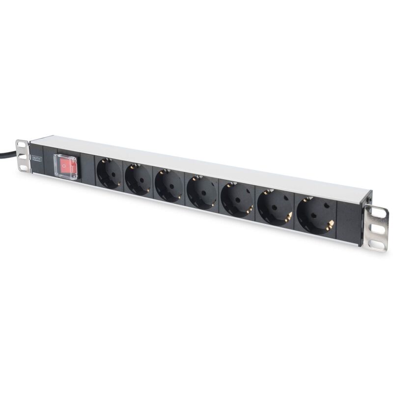 foto del prodotto ciabatta elettrica 19 7 prese 1u 250vac 50 60hz 16a 4000w con interruttore digitus
