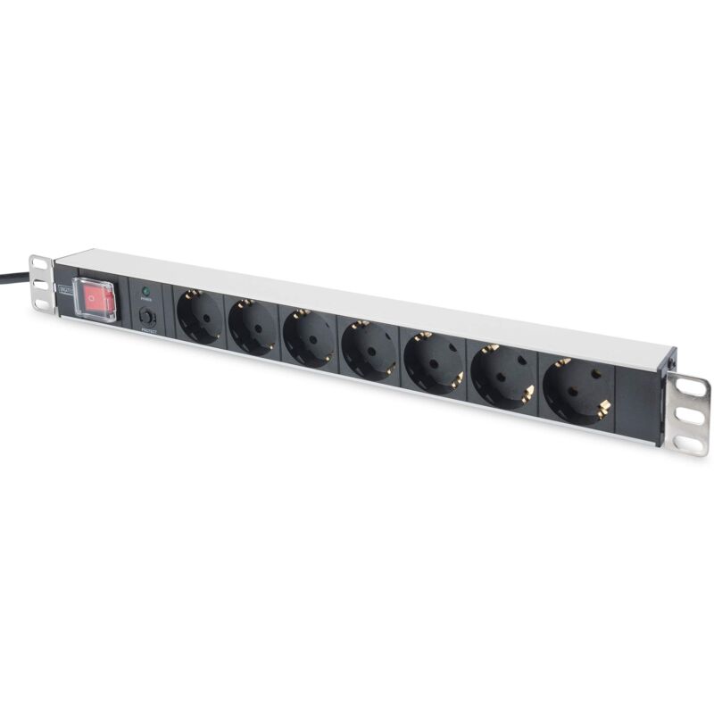 foto del prodotto ciabatta elettrica 19 7 prese 1u 250vac 50 60hz 16a 4000w con protezione da sovraccarico digitus
