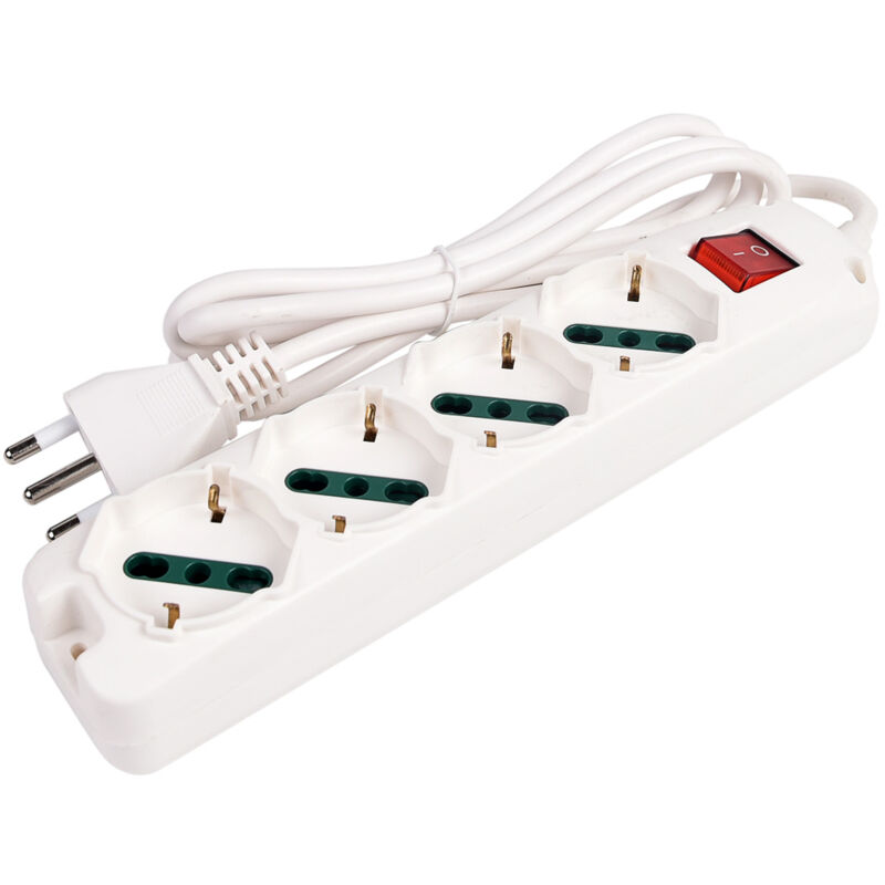 foto del prodotto ciabatta elettrica multipresa 4 posti con interruttore on off ideale per casa ufficio elettrodomestici