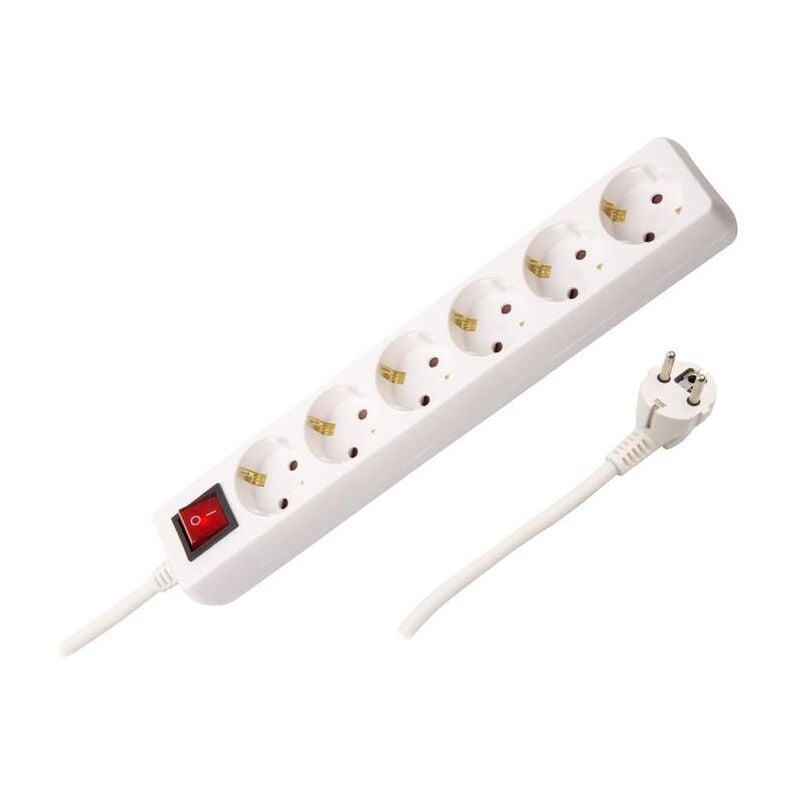 foto del prodotto ciabatta multipla 6 prese tipo f schuko 1.5m bianco
