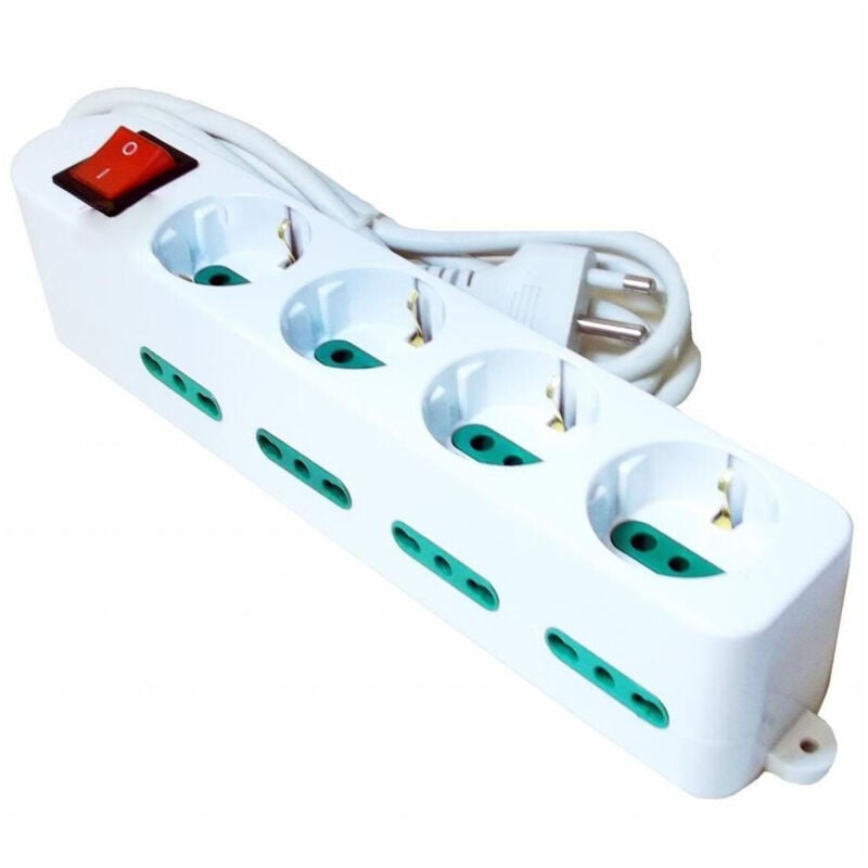 foto del prodotto ciabatta multipresa elettrica 12 posti 4 schuko presa interruttore sicurezza trade shop traesio