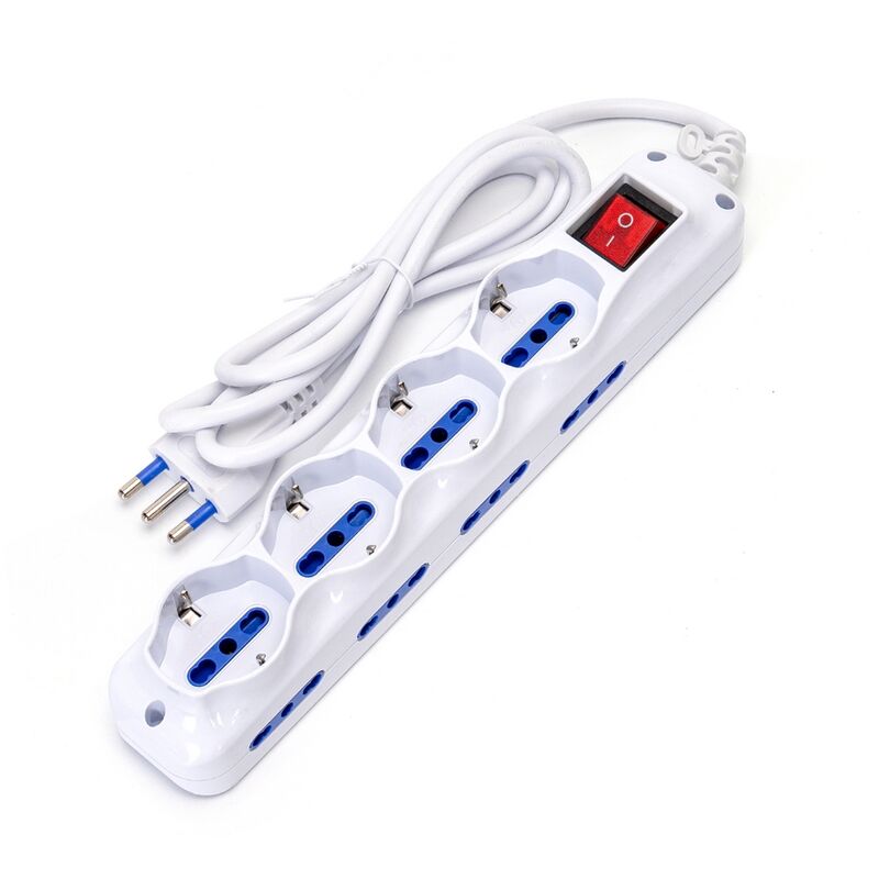 foto del prodotto ciabatta multipresa elettrica 12 posti con cavo da 1,5m 8211 8 prese bipasso 4 prese schuko aigostar