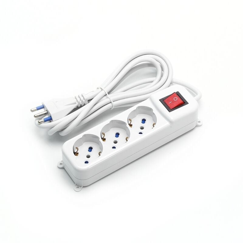 foto del prodotto ciabatta multipresa elettrica 3 posti con cavo da 3m 8211 3 prese schuko bipasso aigostar