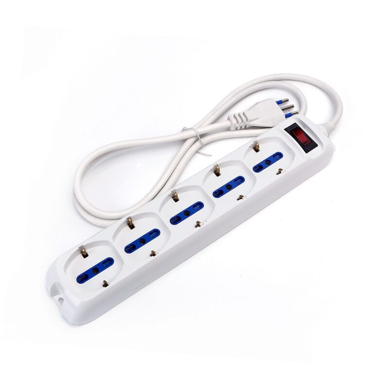 foto del prodotto ciabatta multipresa elettrica slim 5 posti con cavo da 1,5m 8211 spina 10a e 5 prese schuko bipasso aigostar