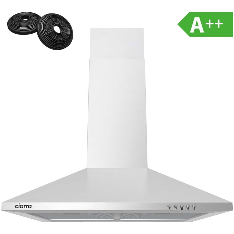 foto del prodotto ciarra a cappa aspirante 60cm 370m3 h 3 velocit illuminazione a led recyclage ou evacuation 201ss60