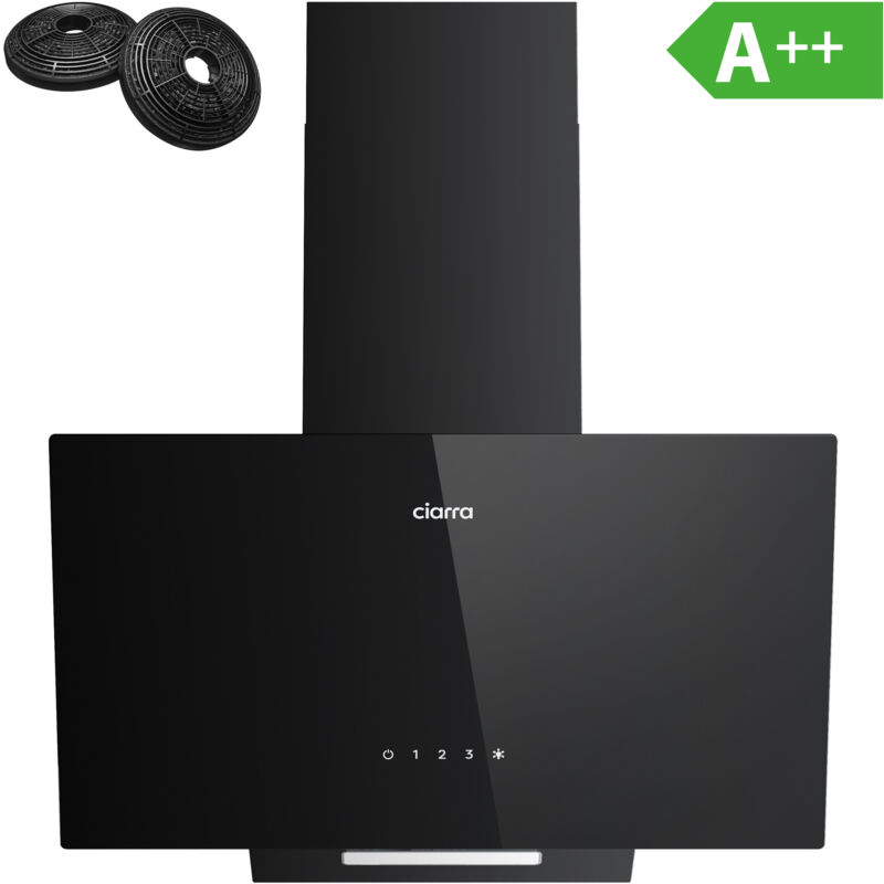 foto del prodotto ciarra cappa aspirante inclinata 60cm 350m h 3 velocit ricircolo o scarico vetro nero cd6750cb