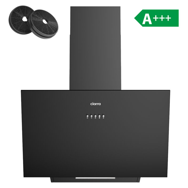 foto del prodotto ciarra cappa aspirante inclinata 60cm 650m h classe a 3 velocità scarico o ricircolo nera