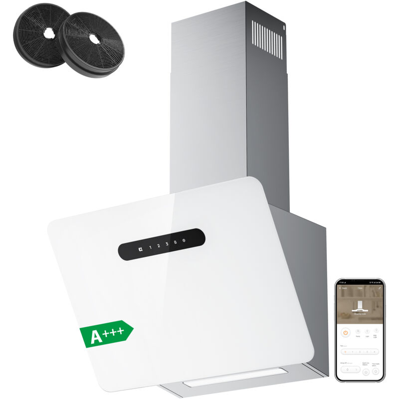 foto del prodotto ciarra cd6736kw a cappa aspirante 60cm con app sensortouch funzionamento senza testa 650 m h filtro a carbone attivo cp120 in acciaio inox