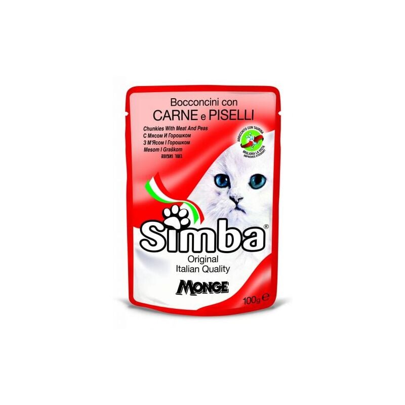 immagine 0 del prodotto cibo gatto monge simba 100 g carne e piselli 24 pz