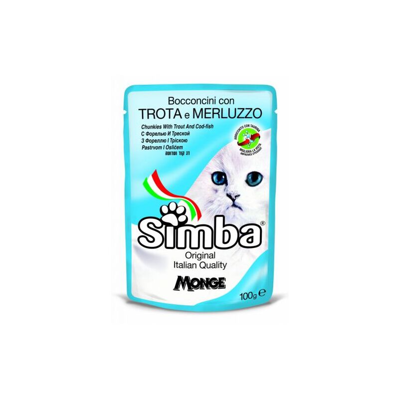 foto del prodotto cibo gatto monge simba 100 g trota e merluzzo 24 pz