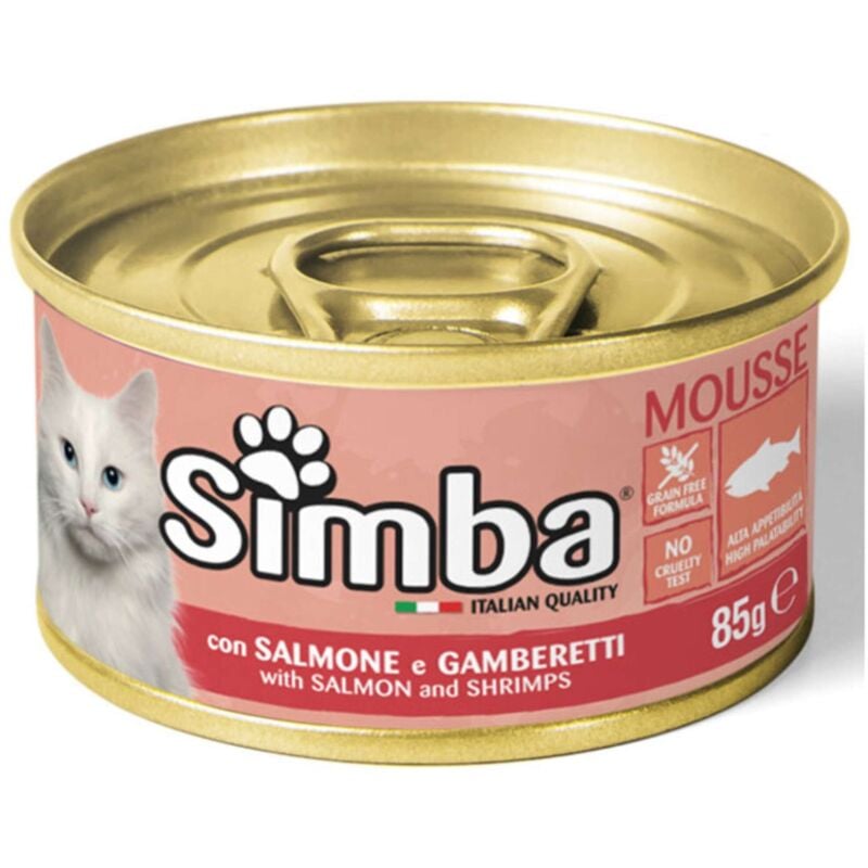 foto del prodotto cibo gatto monge simba 85 g salmone e gamberetti - 24 pezzi