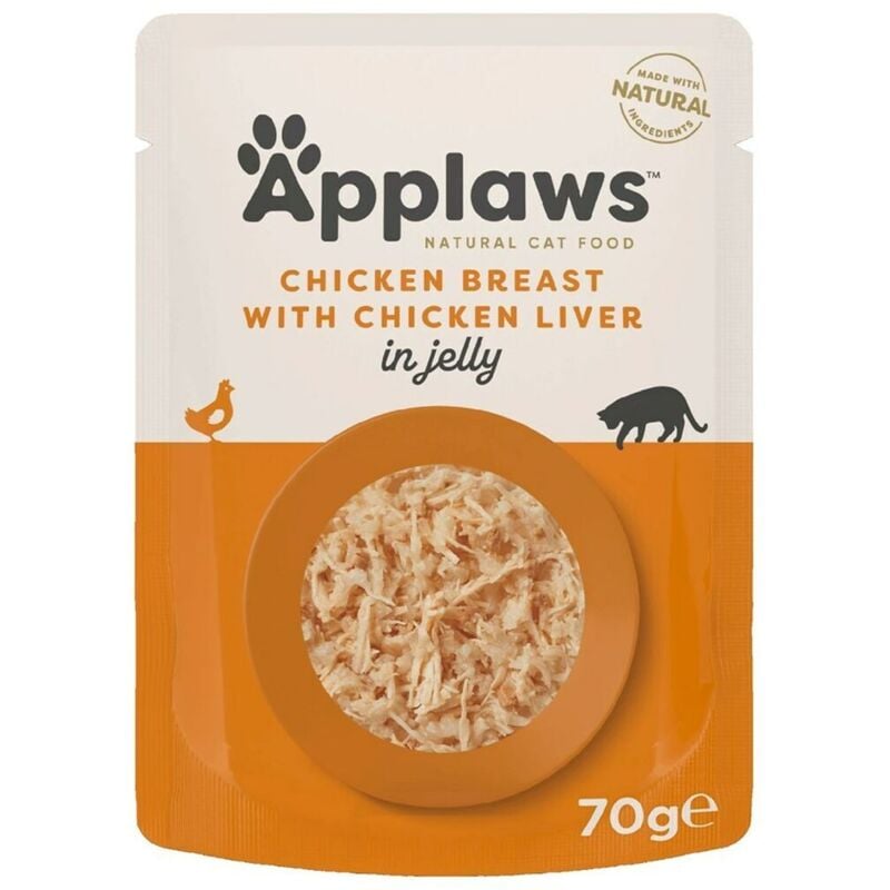foto del prodotto cibo per gatti applaws chicken breast with chicken liver in jelly pollo 70 g