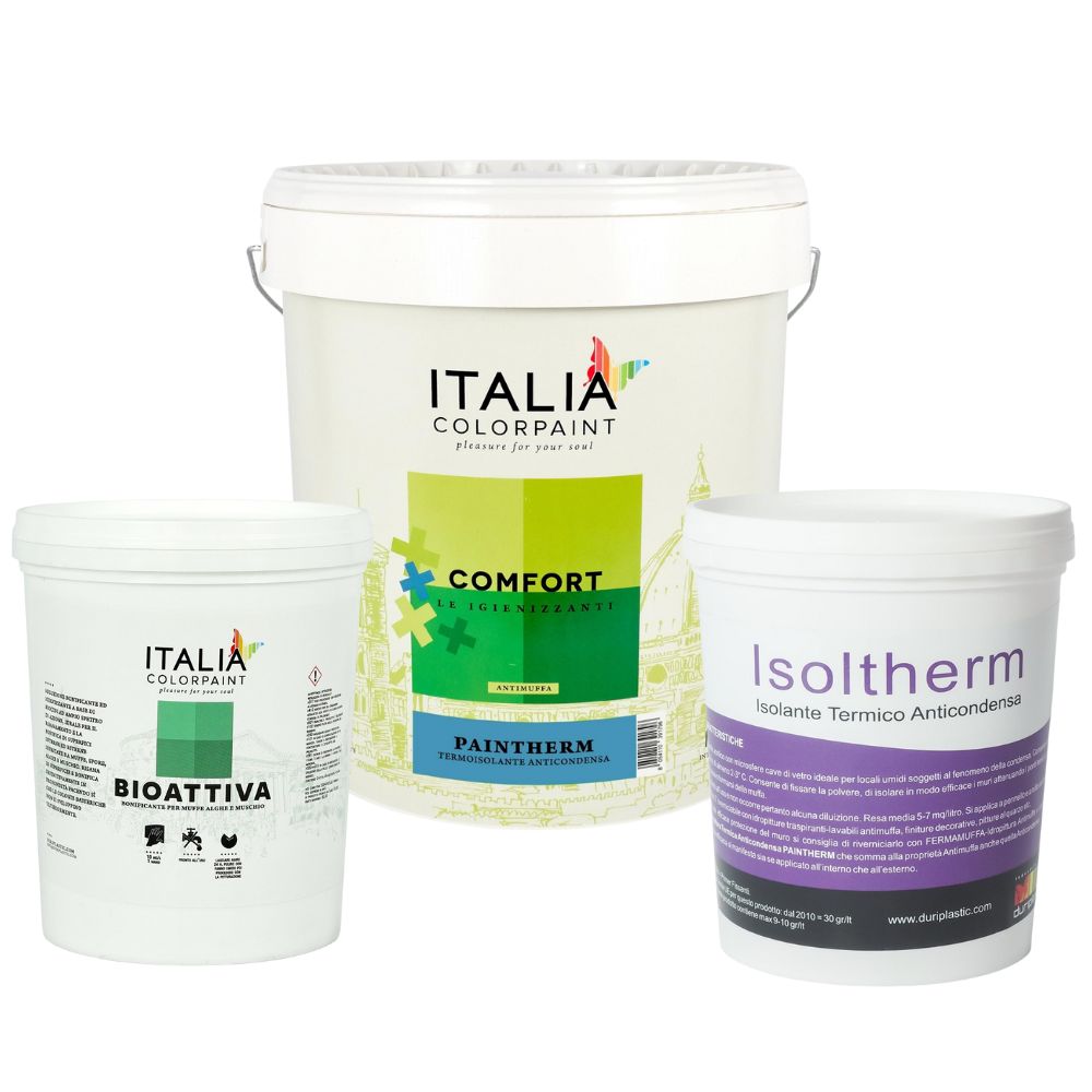 foto del prodotto ciclo trattamento muri antimuffa isoltherm fissativo bioattiva paintherm *** contenuto per 50 mq, confezione 1