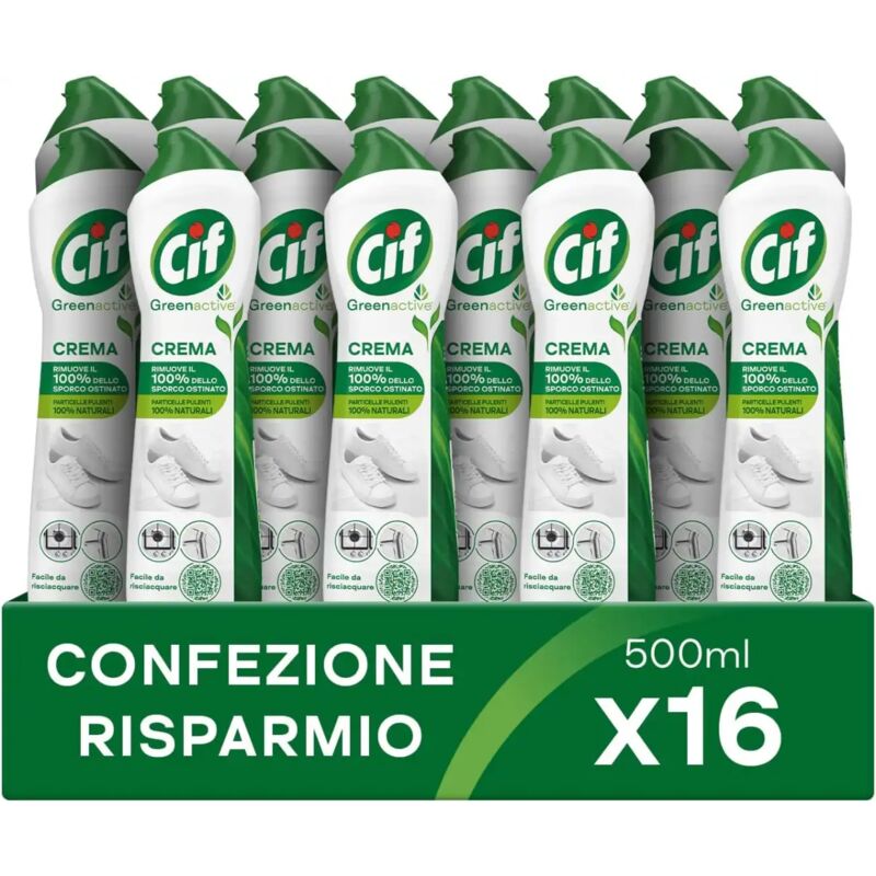 foto del prodotto cif crema detergente 500ml x16, rimuove grasso, calcare e cibo bruciato