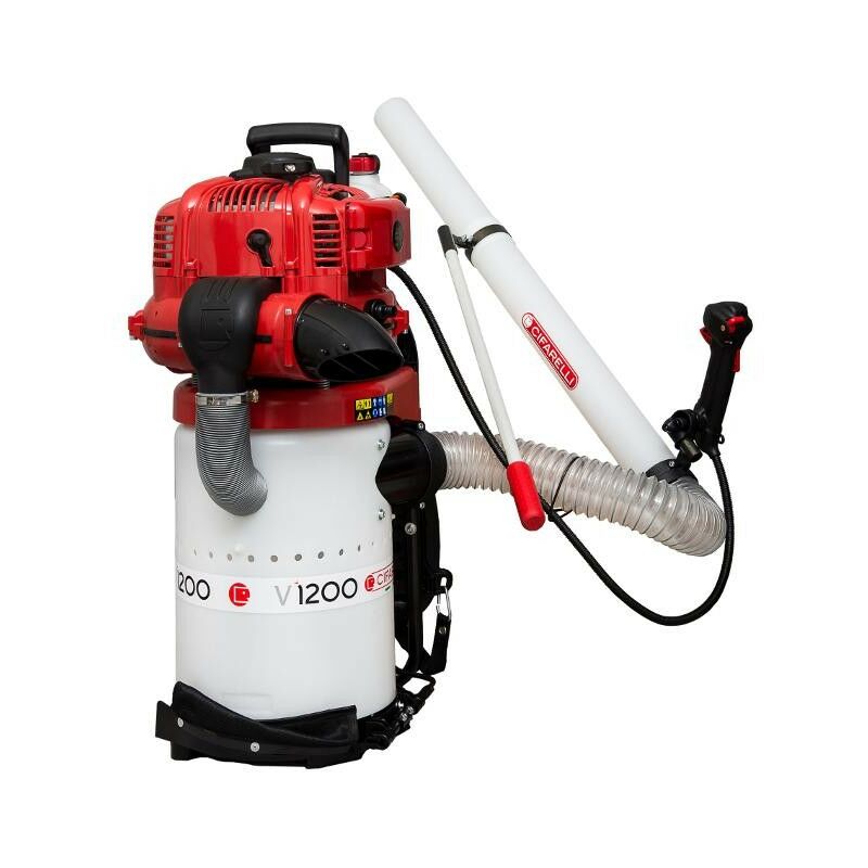 foto del prodotto cifarelli v1200e aspiratore a spalla per castagne nocciole noci olive tubo 100cm 5 hp