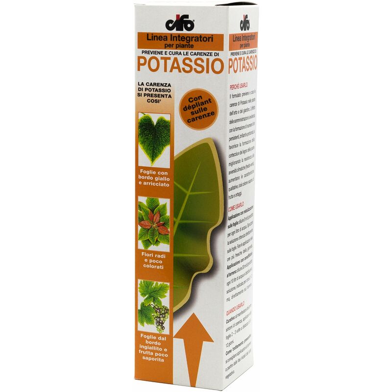 foto del prodotto cifo integratore al potassio per piante contro foglie gialle, fiori radi e frutti insipidi azione curativa e preventiva per orto e giardino,