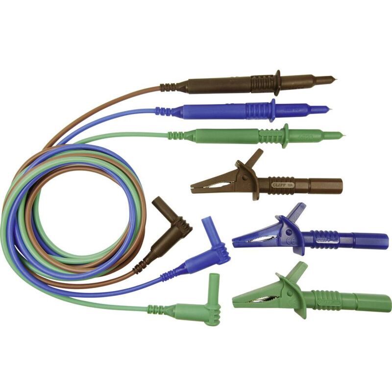 foto del prodotto cih29915 kit puntali di sicurezza spina 4 mm sonda 1.50 m blu, verde, marrone 1 pz. cliff