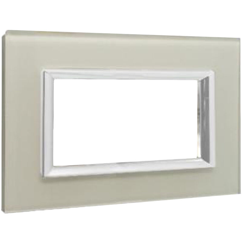 foto del prodotto cilia placca interruttore luci vetro 4 posti placchetta copripresa bianco c4804 vsw