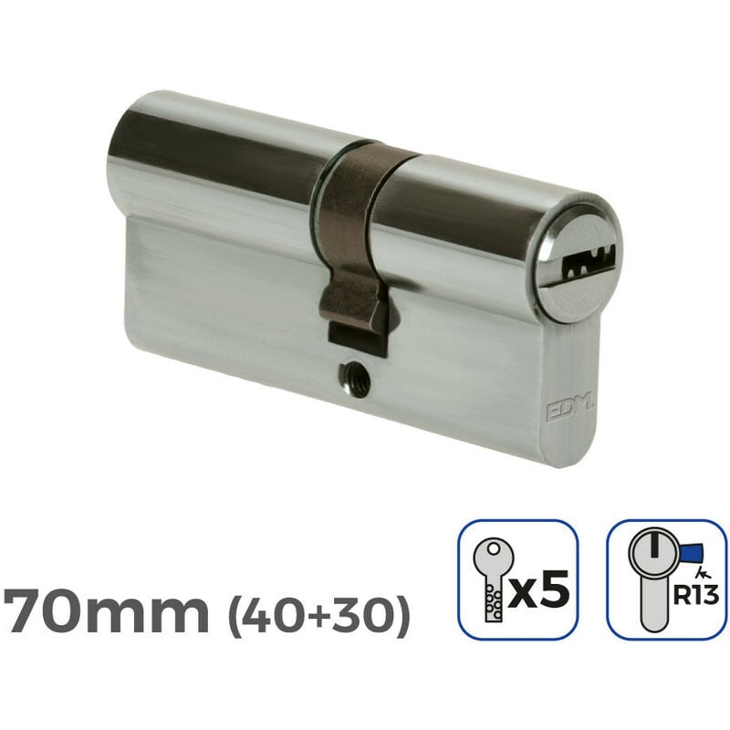 foto del prodotto cilindro 70 mm nickel r13 5 chiavi di sicurezza incluse