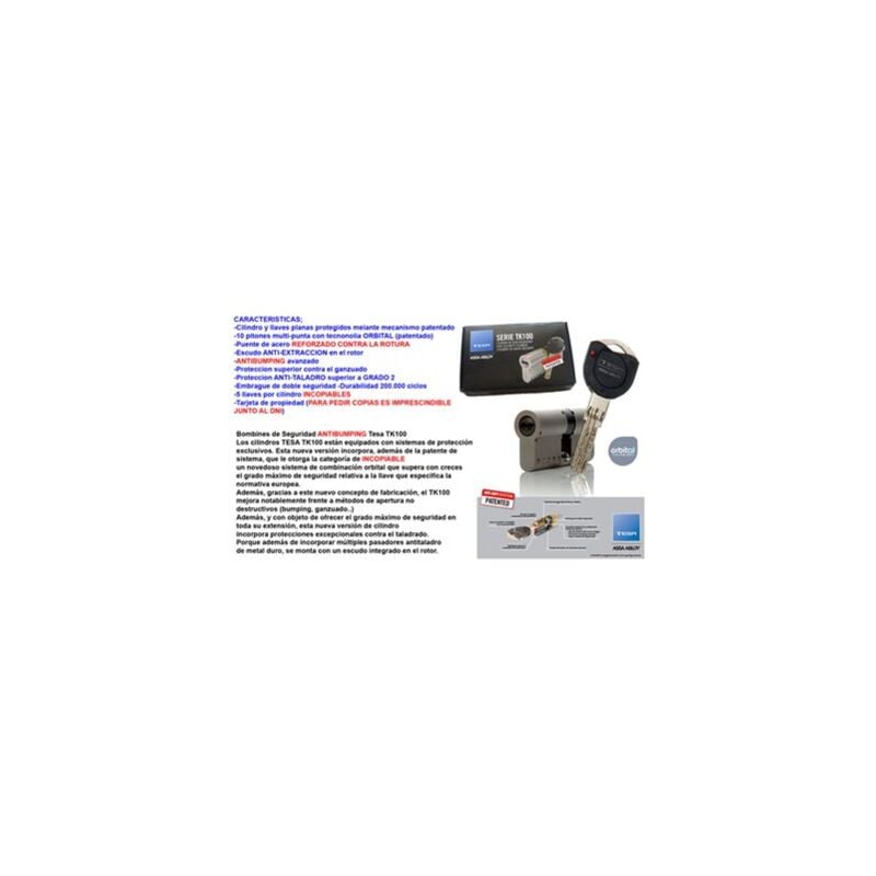 foto del prodotto cilindro ad alta sicurezza tesa tk 10030x30 ln r15 camma lunga